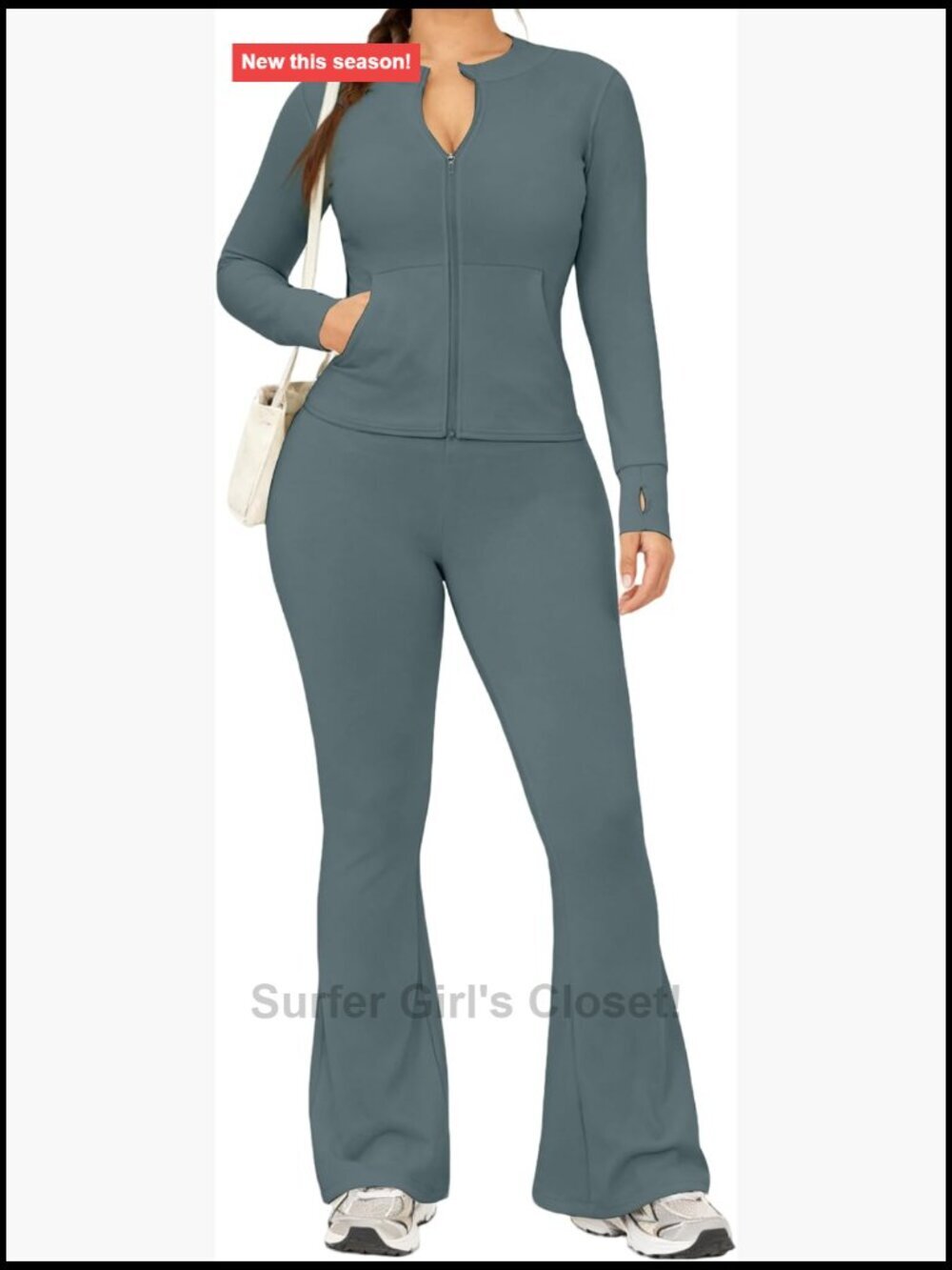 2 Piece Set Long Sleeve Jacket & Flare Leggings Matching Tracksuit